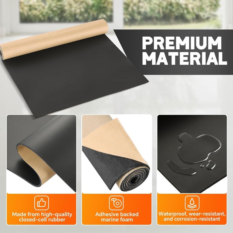 weyleity Sponge Neoprene with Adhesive Foam Rubber Sheet | 1/8” Thick x 12” Wide x 24” Long Neoprene Rubber Sheet Cut to Multiple Dimensions for Shock Pad, Gasket Seals, Soundproof Foam Padding - Image 3